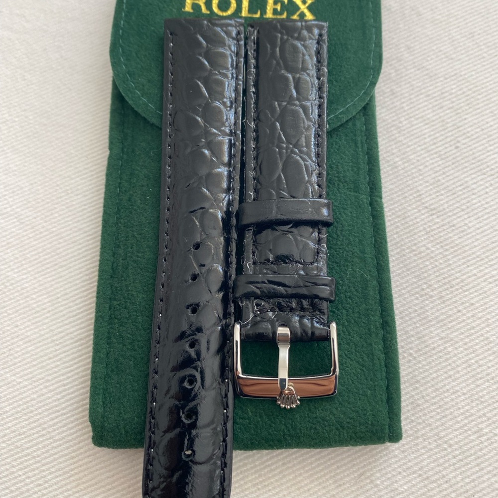 Rolex Black Leather Strap for Men 20mm - Picture 2 of 5